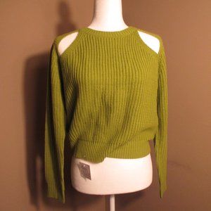 NWT Belle De Jour Cropped Lime Green Sweater with Cutouts Medium